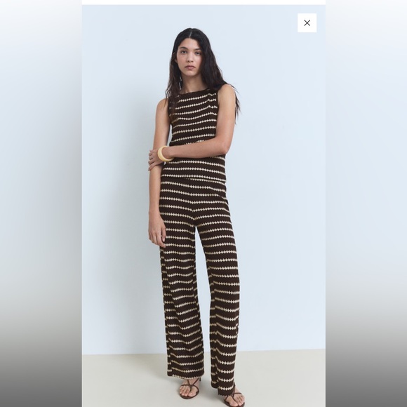 Brown and Cream Striped pant set - Picture 2 of 7